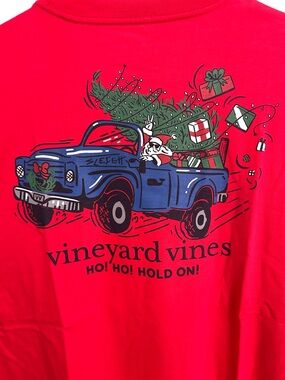 NWT Men’s Vineyard Vines Ho Ho Hold On Christmas Santa LS Tee, Large